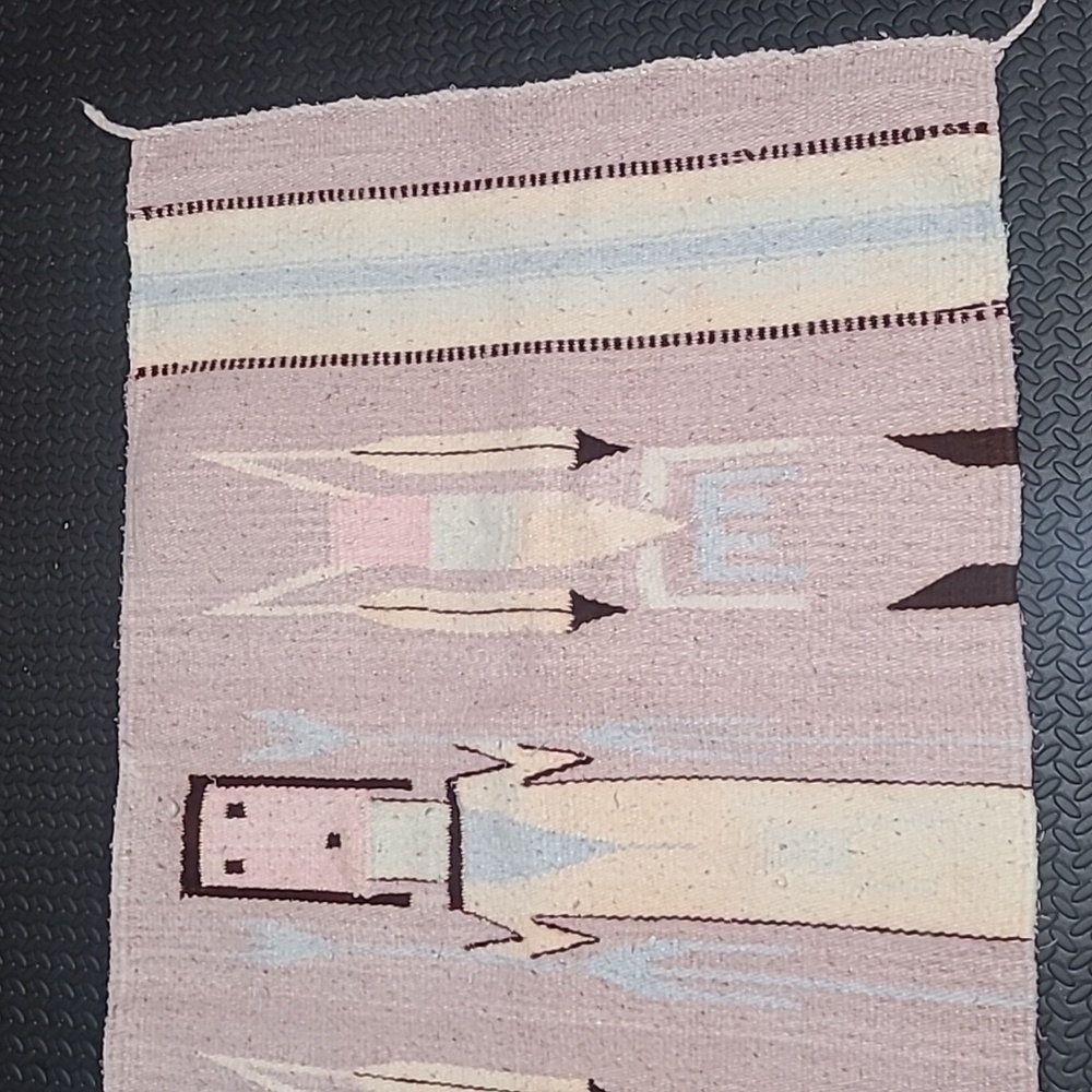 Pink Native American Indian Navajo Yei Rug Saddle Blanket Healing 57" x 27" - Picture 4 of 4